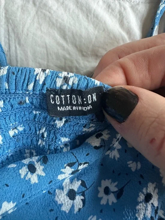 Cotton On Blue Floral Slip Dress with White Daisies - Picture 4 of 4